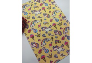 Кожзам с блестками "Единороги" 20*30 см, цена за лист